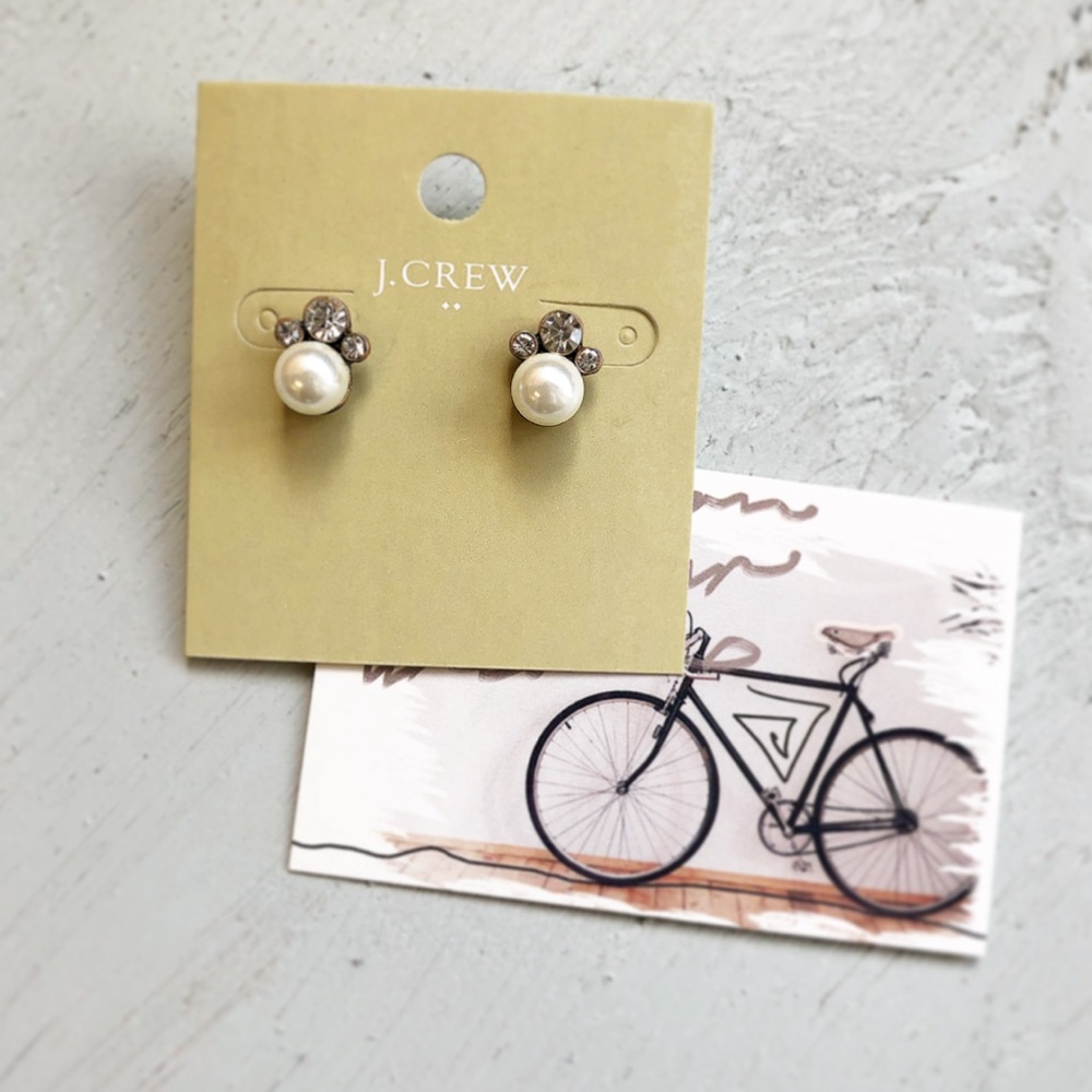 J. Crew pearl & crystal studs - Picture 2 of 4